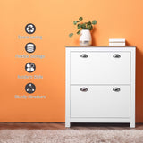 Armoire à chaussures moderne avec 2 tiroirs rabattables et tablettes ajustables, organiseur de rangement pour 12 paires pour entrée