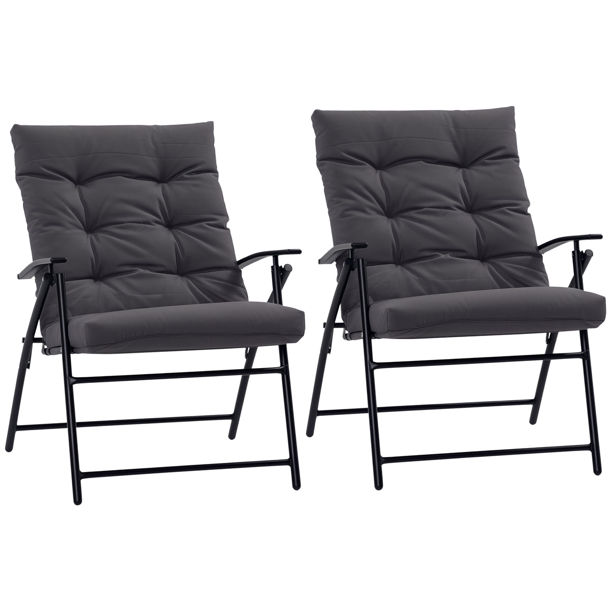 Ensemble 2 chaises pliantes extérieures dossier ajustable, chaises camping rembourées pour événements