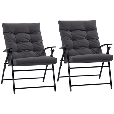 Set of 2 Outdoor Folding Chairs with Adjustable Backrest, Padded Camping Chairs for Outdoor Events
