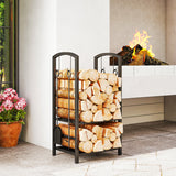 2-Tier Firewood Log Rack with 4 Tools, Fireplace Wood Storage Holder with Shovel