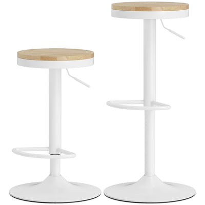 Wood Barstools Set of 2, Swivel Bar Stools with Adjustable Height for Kitchen Counter