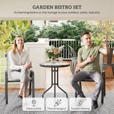 3 Pieces Bistro Set, Small Patio Furniture Set with Stackable Mesh Chairs, Glass Table for Garden