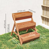 3 Tier Elevated Planter Box, Vertical Wooden Raised Garden Bed for Flowers, 26