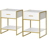 Nightstand Set of 2, Modern Bedside Table with Drawer and Shelf