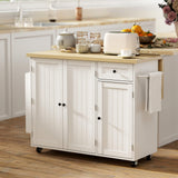 Kitchen Island Cart, Rolling Kitchen Island Table with Drop Leaf, Drawer