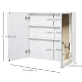 Wall Mounted Mirror Cabinet, 2 Doors and 3-tier Shelving