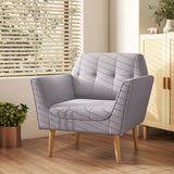 Fauteuil rembourré, chaise d'appoint moderne avec motif capitonné, pieds en bois caoutchouc pour salon