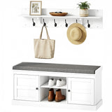 2 in 1 Coat Rack Shoe Bench Set with 6 Hooks and Shoe Storage Bench