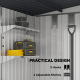 5x7 Garden Shed, Lean-to Metal Storage with Foundation, Sliding Door & 2 Vents for Garden Tools