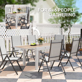 Extendable Patio Dining Table, Aluminum Frame Outdoor Patio Table with Faux Wood Top for Garden Backyard
