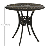 30-inch Round Patio Dining Table with Umbrella Hole Cast Aluminium Outdoor Bistro Table