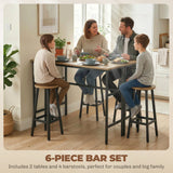 Bar Table Set of 6, Bar Table and Stools for 4, 2 Breakfast Tables and 4 Stools for Living Room
