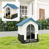 Outside Dog Kennel House with Windows, 64.5 x 57 x 66cm