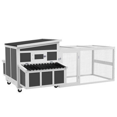 Wooden Chicken Coop, Rabbit Hutch with Large Run, Outdoor Poultry Cage with Nesting Box, Tray