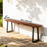 Wood Outdoor Bench for 2 People, 59