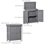 Wooden Garden Tool Storage Shed Kit with Hinged Roof, 2-Tier Shelves and Double Doors