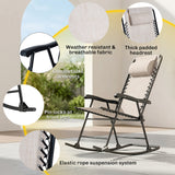 Ensemble de 3 Chaises Berçantes de Patio, Chaises Berçantes Pliantes d'Extérieur et Table Ensemble Bistro avec Siège et Dossier Maille Respirante, Appuie-tête pour Parc