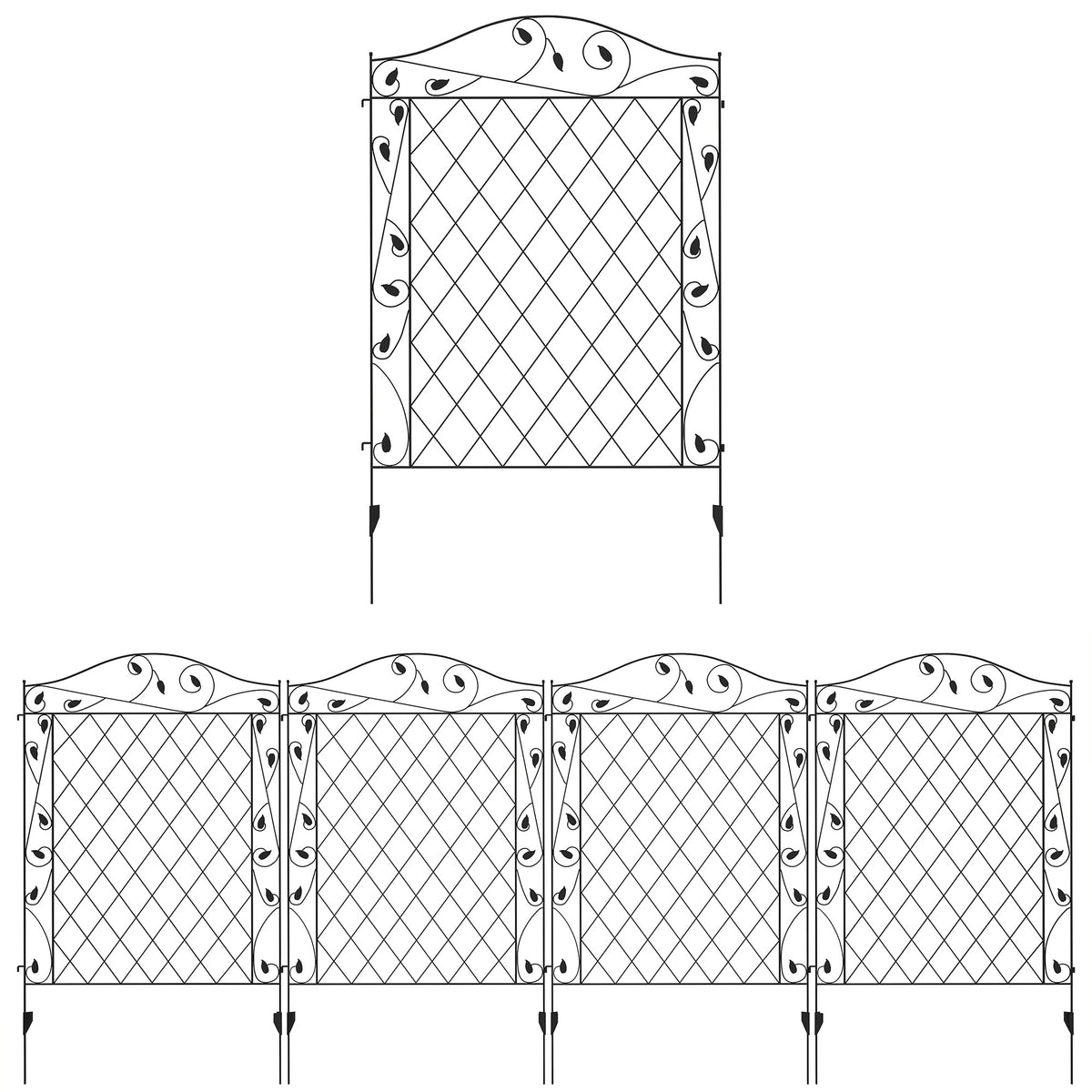 Panneaux de Clôture Métal pour Jardin, Ensemble de 4