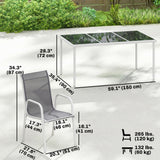 7 Piece Garden Dining Set, Garden Furniture Set with Rectangle Table and 6 Stackable Chairs