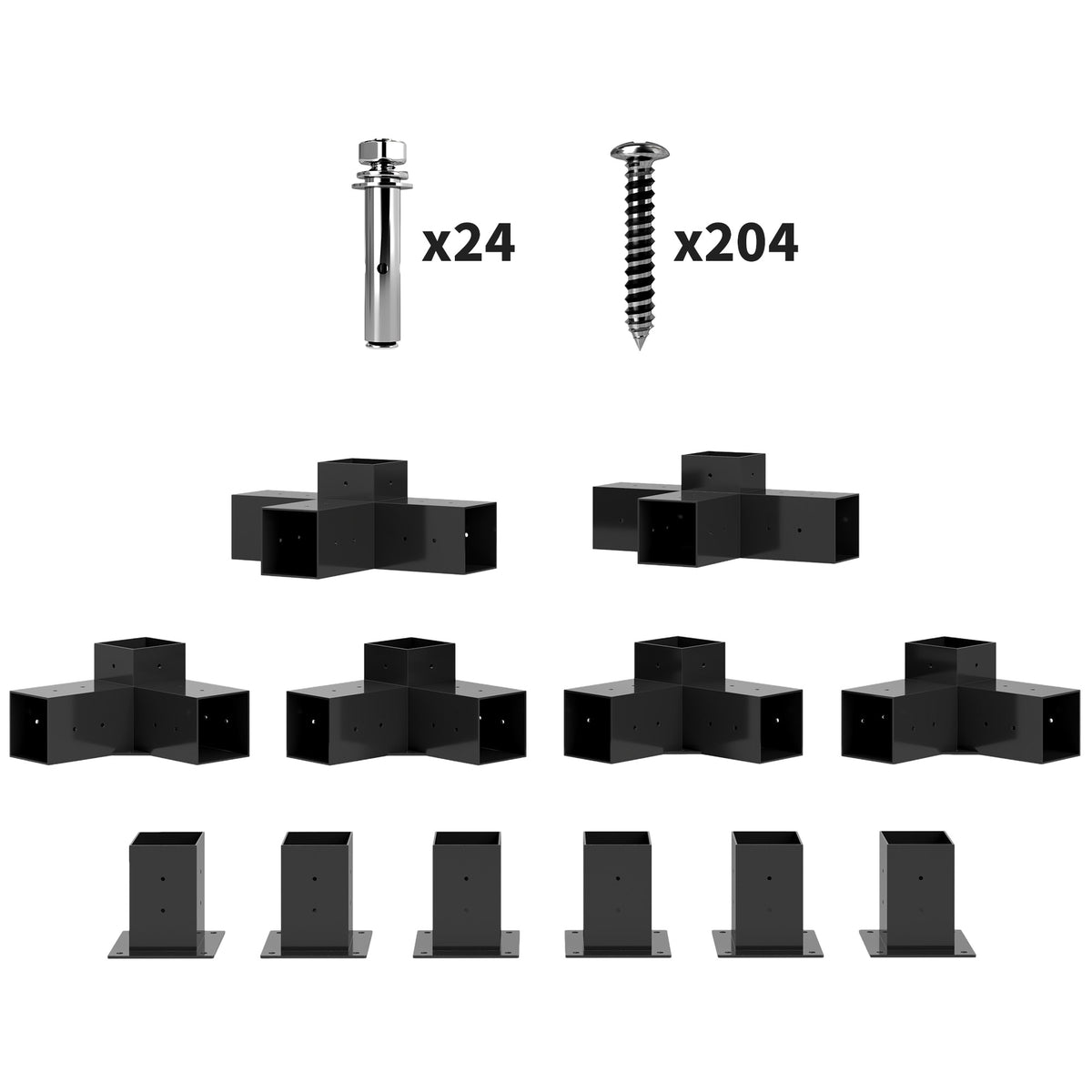 12PCS Pergola Kit, Pergola Brackets with 3-Way & 4-Way Corner Brackets for 4