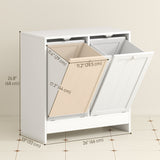 Tilt-Out Laundry Storage Cabinet, Modern Laundry Hamper with 2 Compartments for Bathroom Washroom