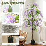 5.9FT Fake Wisteria Tree with Natural Wood Trunk, Greenery Tall Faux Floor Plant