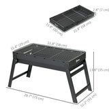 Portable Charcoal Grill with Pull-Out Charcoal Basin, Folding Tabletop Barbecue