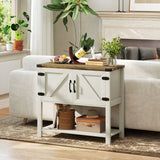 Farmhouse Kitchen Storage Cabinet, Free Standing Sideboard Console Table with Barn Doors, Bottom Shelf
