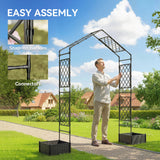 Garden Arch Outdoor Trellis Arbor with 2 Planter Boxes