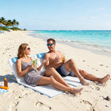 2 Pieces Beach Lounge Chair, Outdoor Folding Chaise Lounge Set w/ Pillow for Sunbath