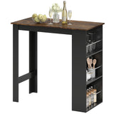 Bar Table Counter Height Dining Table with 3 Storage Shelves for Kitchen