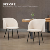 Lot de 2 chaises de salle à manger, chaises de cuisine rembourrées en tissu sherpa avec dossier et pieds en acier