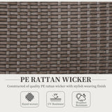 Folding Wicker Patio Dining Chair with 5-level Reclining Back, Wooden Armrests for Outdoor