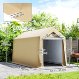Remise de rangement extérieure 7' x 12' garage portable avec porte relevable pour moto
