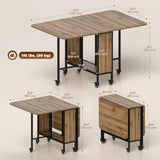 Table de salle à manger pliante, table de cuisine extensible pour petits espaces avec étagère de rangement et 6 roulettes