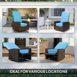 Outdoor Rattan Wicker Lounge Chair with Footrest & Soft Cushion for Patio