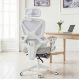 Mesh Desk Chair with Adjustable Headrest, Reclining Ergonomic Office Chair with Footrest