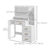 Illuminated Dresssing Table, Drawer and Storage Shelves for Bedroom