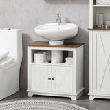 Farmhouse Bathroom Sink Cabinet, Pedestal Sink Storage Cabinet with Double Doors and Shelves