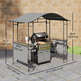8' x 5' Grill Gazebo Canopy, Outdoor BBQ Shelter with 2 Side Shelves