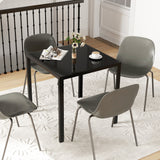 Square Kitchen Table for 2-4 People, Dining Table with Glass Top and Steel Legs for Dining Room