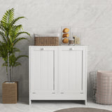 Tilt-Out Laundry Storage Cabinet, Modern Laundry Hamper with 2 Compartments for Bathroom Washroom