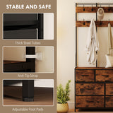 4-In-1 Coat Rack with 7 Drawer Fabric Dresser, Hall Tree with 14 Hooks for Hallway