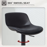 Counter Height Bar Stools Set of 2, Streamlined Bar Chairs with Adjustable Height and Swivel PU Leather Seat