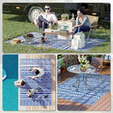 Tapis d'extérieur réversible, natte en plastique paille 6'x9' pour terrasse arrière
