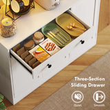 Tall Kitchen Pantry with LED Light, Freestanding Storage Cabinet with Hutch, Shelves, Drawer