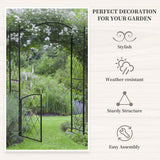 7FT Metal Garden Arch with Gate Climbing Planter Frame Backyard Decor for Vines Morning Glory
