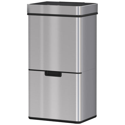 Sensor Trash Can, 19 Gallon Stainless Steel Kitchen Garbage Can with 3 Compartments