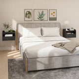Wall Mounted Bedside Table, Set of 2 Floating Nightstand with Charging Station, Drawer and Open Shelf for Bedroom