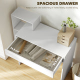 Desk with Storage, Computer Desk with 3 Open Shelves and Drawer